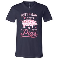 Just A Girl Who Loves Pigs Funny Pig Lover V-Neck T-Shirt