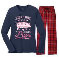 Just A Girl Who Loves Pigs Funny Pig Lover Women's Long Sleeve Flannel Pajama Set 