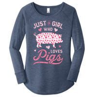 Just A Girl Who Loves Pigs Funny Pig Lover Women's Perfect Tri Tunic Long Sleeve Shirt