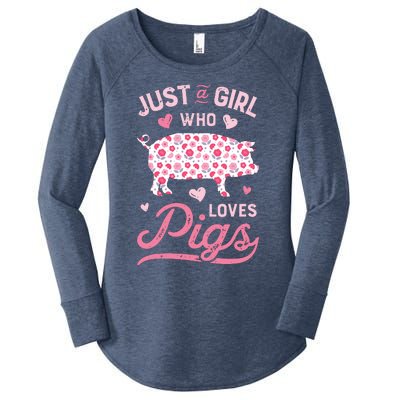 Just A Girl Who Loves Pigs Funny Pig Lover Women's Perfect Tri Tunic Long Sleeve Shirt