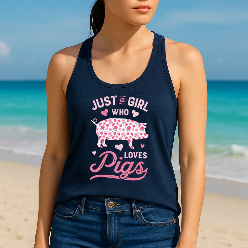 Just A Girl Who Loves Pigs Funny Pig Lover Womens Tank Top