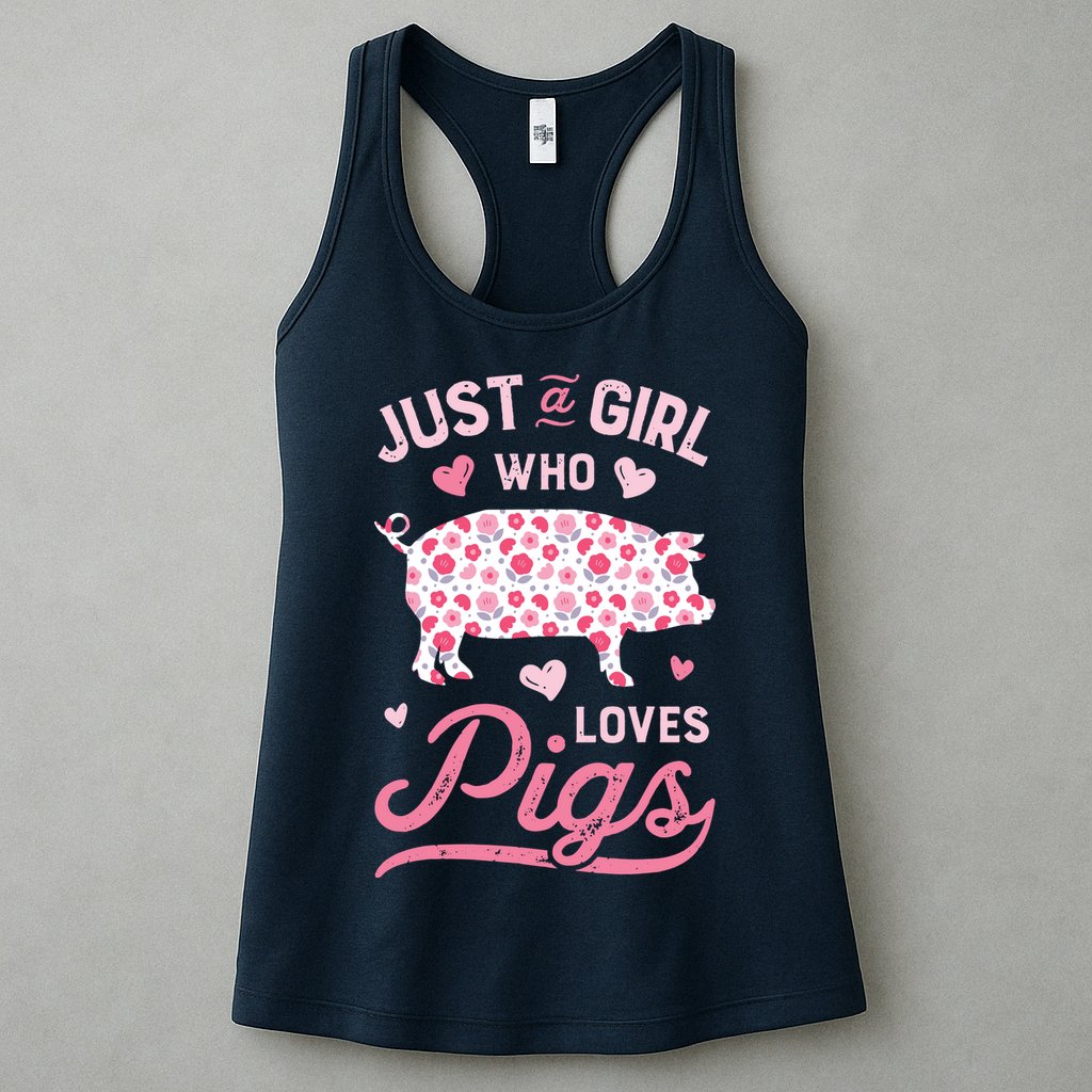 Just A Girl Who Loves Pigs Funny Pig Lover Womens Tank Top