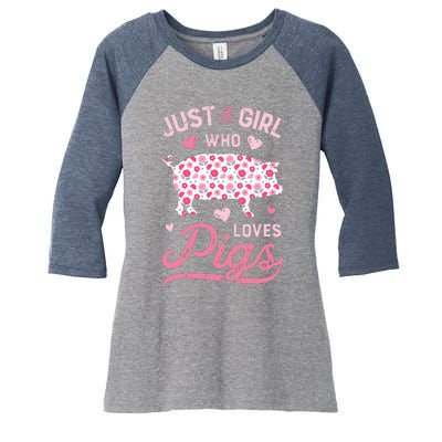 Just A Girl Who Loves Pigs Funny Pig Lover Women's Tri-Blend 3/4-Sleeve Raglan Shirt