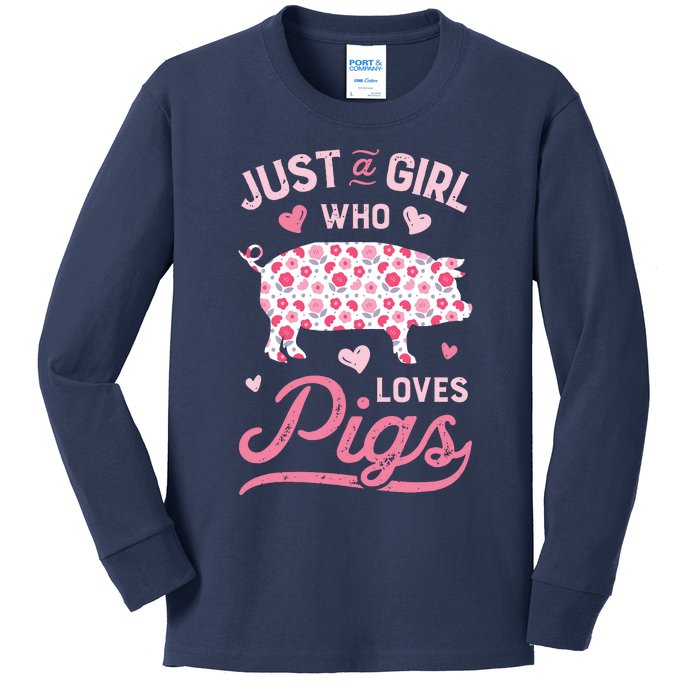 Just A Girl Who Loves Pigs Funny Pig Lover Kids Long Sleeve Shirt