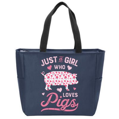 Just A Girl Who Loves Pigs Funny Pig Lover Zip Tote Bag