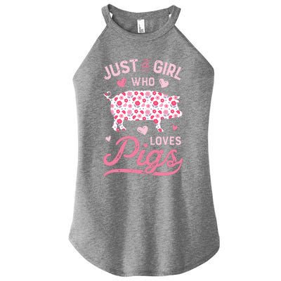 Just A Girl Who Loves Pigs Funny Pig Lover Women's Perfect Tri Rocker Tank