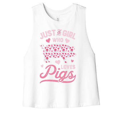 Just A Girl Who Loves Pigs Funny Pig Lover Women's Racerback Cropped Tank