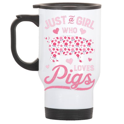 Just A Girl Who Loves Pigs Funny Pig Lover Stainless Steel Travel Mug