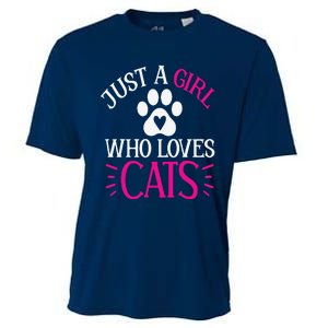 Just A Girl Who Loves Cats Funny Cat Lovers Cooling Performance Crew T-Shirt