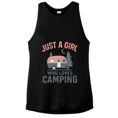 Just a Girl Who Loves Camping Ladies PosiCharge Tri-Blend Wicking Tank