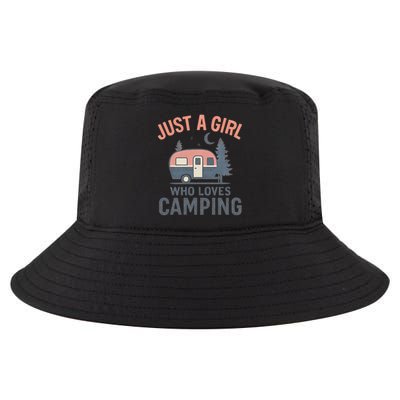 Just a Girl Who Loves Camping Cool Comfort Performance Bucket Hat