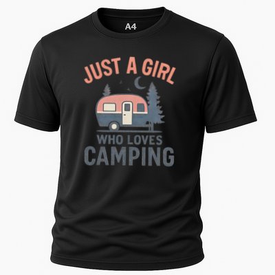 Just a Girl Who Loves Camping Cooling Performance Crew T-Shirt