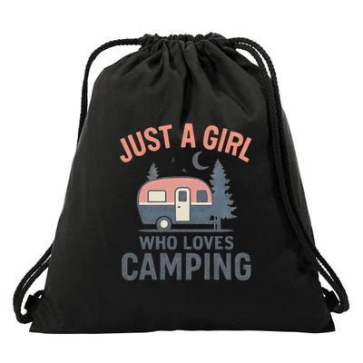 Just a Girl Who Loves Camping Drawstring Bag