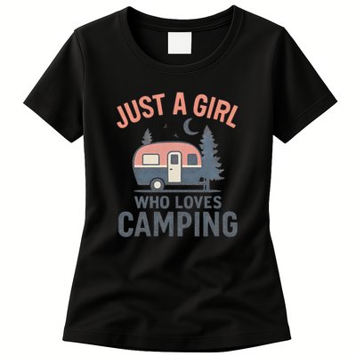 Just a Girl Who Loves Camping Womens T-Shirt