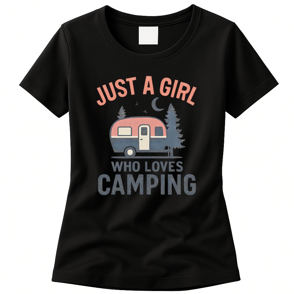 Just a Girl Who Loves Camping Womens T-Shirt