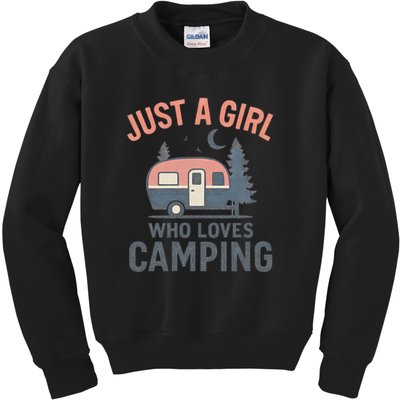 Just a Girl Who Loves Camping Kids Sweatshirt
