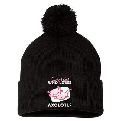 Just A Girl Who Loves Axolotl Pom Pom 12in Knit Beanie