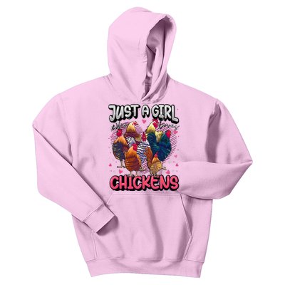 Just A Girl Who Loves Chickens Cute Chicken Lover Farmers Kids Hoodie