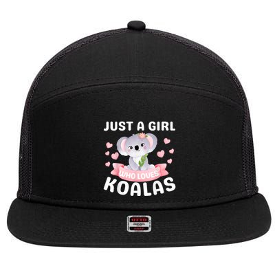Just A Girl Who Loves Koala Bear Funny Christmas Birthday 7 Panel Mesh Trucker Snapback Hat