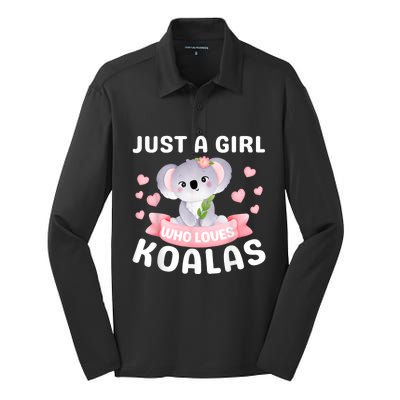 Just A Girl Who Loves Koala Bear Funny Christmas Birthday Silk Touch Performance Long Sleeve Polo