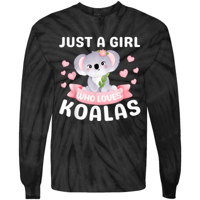 Just A Girl Who Loves Koala Bear Funny Christmas Birthday Tie-Dye Long Sleeve Shirt