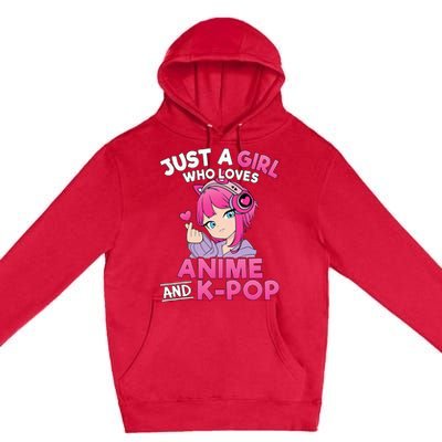 Just A Girl Who Loves Anime And Kpop Cute Kpop Music Lover Premium Pullover Hoodie