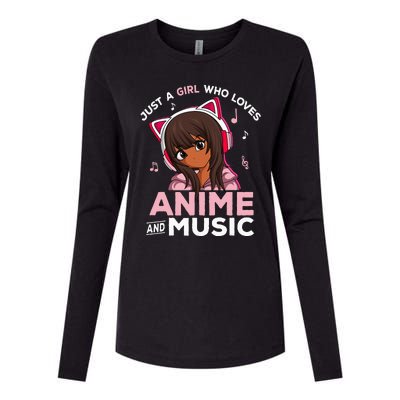 Just A Girl Who Loves Anime And Music Black Girl Anime Merch Womens Cotton Relaxed Long Sleeve T-Shirt