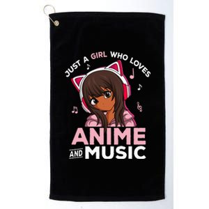 Just A Girl Who Loves Anime And Music Black Girl Anime Merch Platinum Collection Golf Towel