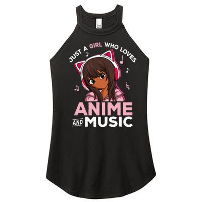 Just A Girl Who Loves Anime And Music Black Girl Anime Merch Women’s Perfect Tri Rocker Tank