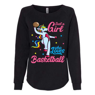 Just a Girl Who Loves Basketball Unicorn Dunking Ball Womens California Wash Sweatshirt