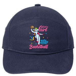 Just a Girl Who Loves Basketball Unicorn Dunking Ball 7-Panel Snapback Hat