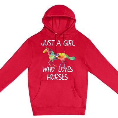 Just A Girl Who Loves Horses Cute Design Beautiful Horse Premium Pullover Hoodie