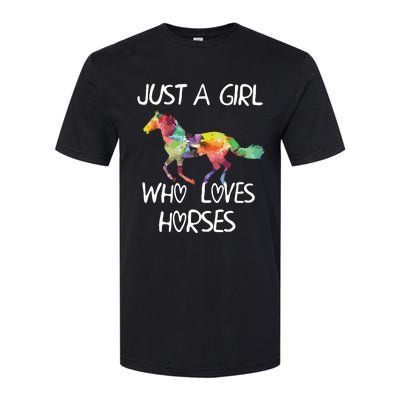 Just A Girl Who Loves Horses Cute Design Beautiful Horse Softstyle® CVC T-Shirt