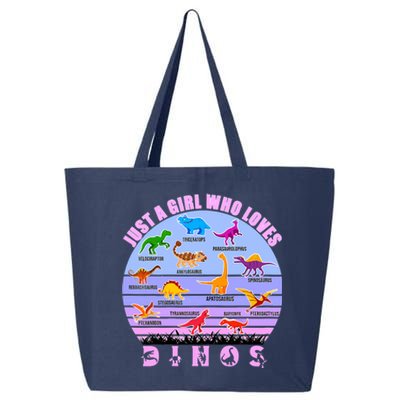 Just A Girl Who Loves Dinosaurs Cute Floral Girl 25L Jumbo Tote