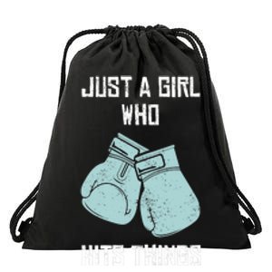 Just A Girl Who Hits Things Boxing Wo Punching Outfit Drawstring Bag