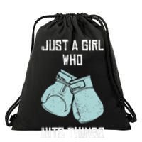 Just A Girl Who Hits Things Boxing Wo Punching Outfit Drawstring Bag