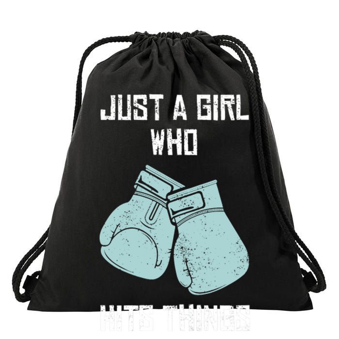 Just A Girl Who Hits Things Boxing Wo Punching Outfit Drawstring Bag