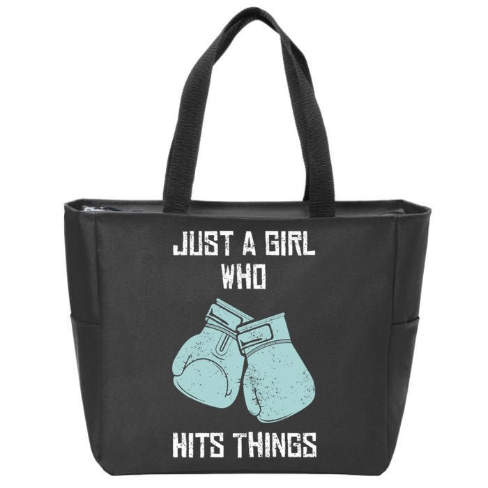 Just A Girl Who Hits Things Boxing Wo Punching Outfit Zip Tote Bag