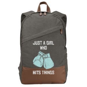 Just A Girl Who Hits Things Boxing Wo Punching Outfit Cotton Canvas Backpack