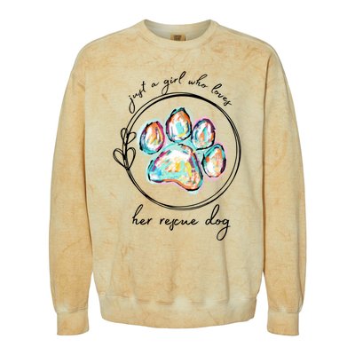 Just A Girl Who Loves Her Rescue Dog Gift Colorblast Crewneck Sweatshirt