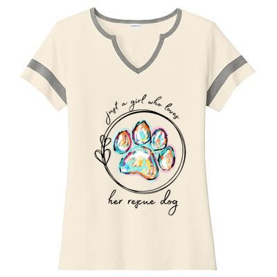 Just A Girl Who Loves Her Rescue Dog Gift Ladies Halftime Notch Neck Tee