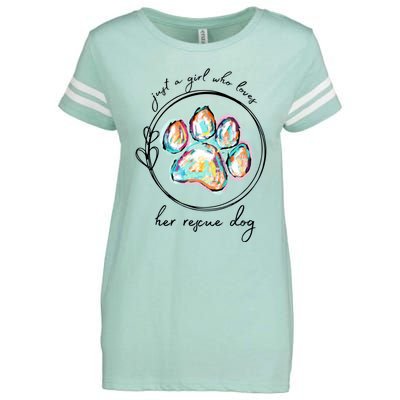 Just A Girl Who Loves Her Rescue Dog Gift Enza Ladies Jersey Football T-Shirt