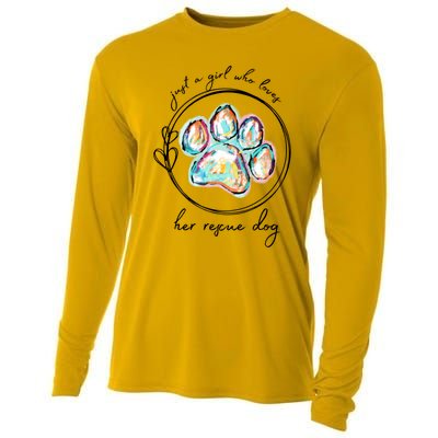 Just A Girl Who Loves Her Rescue Dog Gift Cooling Performance Long Sleeve Crew