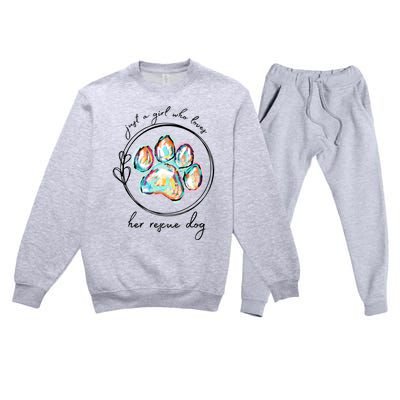 Just A Girl Who Loves Her Rescue Dog Gift Premium Crewneck Sweatsuit Set