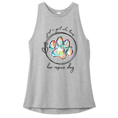 Just A Girl Who Loves Her Rescue Dog Gift Ladies PosiCharge Tri-Blend Wicking Tank