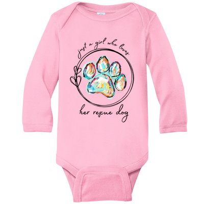 Just A Girl Who Loves Her Rescue Dog Gift Baby Long Sleeve Bodysuit