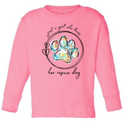 Just A Girl Who Loves Her Rescue Dog Gift Toddler Long Sleeve Shirt