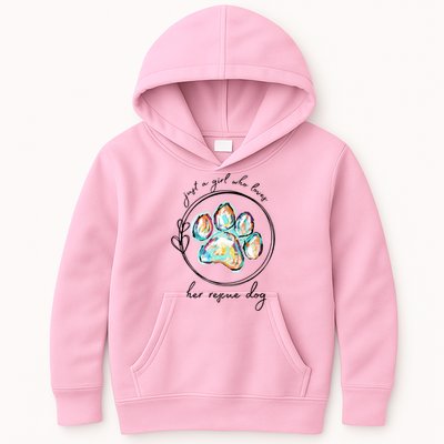 Just A Girl Who Loves Her Rescue Dog Gift Kids Hoodie