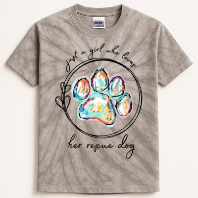 Just A Girl Who Loves Her Rescue Dog Gift Kids Tie-Dye T-Shirt