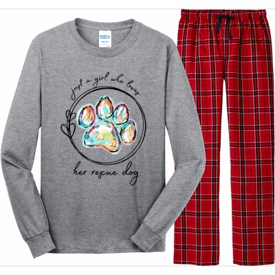 Just A Girl Who Loves Her Rescue Dog Gift Long Sleeve Pajama Set